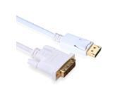 GEPLiNK Gold Plated Passive Single Link Displayport full Size to DVI 6ft Adapter for 1920x1200 1080p Full Hd Resolution Mirror Monitor in White