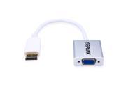 GEPLiNK Passive Full Size Displayport 1.1 male to Vga female Adapter Gold plated and Aluminium Shell 8 Inches in White for Dual Monitor 1920x1200 or 1080p Res