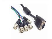 3m 10FT 15pin VGA HDB15 Male to 5 BNC Male RGBHV Extension Video HDTV Cable with Ferrite Core