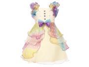 Richie House Girls Dress with Multilayered Pastel Ruffles and PearlSize 3 8 RH0920 7 8