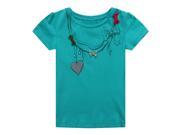 Richie House Girls Teal Tee with Styled Necklace and Bows RH0659 B 2 3