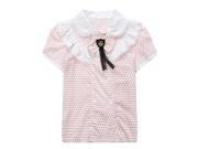 Richie House Girls White Top with Small White Dots with Accented Collar RH0925 4 5