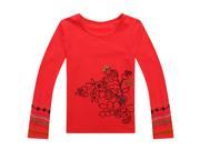 Richie House Girls orange Top with Embroidered Florals RH0661 A 1 2