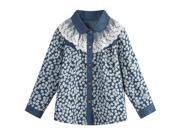 Richie House Girls Blue Blouse with White Blossoms and Lace Collar RH0927 B 4 5
