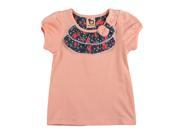 Richie House Girls Peach Top with Rose Denim and Lace Accent RH0282 3 4