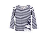 Richie House Girls Striped Shirt with Lace Embellishments RH0268 B 1 2