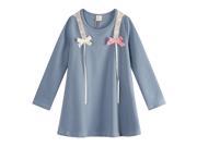 Richie House Girls Light Blue Top with Lace and Colored Bow Accents RH0900 A 5 6