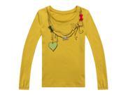 Richie House Girls Yellow Long Sleeved Top with Styled Necklace and Bows RH0660 C 1 2