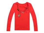 Richie House Girls orange Long Sleeved Top with Styled Necklace and Bows RH0660 D 2 3