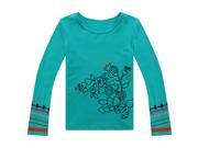 Richie House Girls Teal Top with Embroidered Florals RH0661 C 1 2