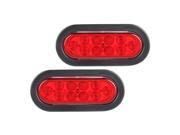 Forti USA 10 LEDs Trailer Truck Red LED Oval Stop Turn Tail Lights set of 2