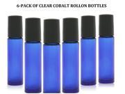 Roll on Glass Bottle Blue 10ml 1 3oz Size for Essential Oil Empty Aromatherapy Perfume Bottles Cobalt 6 pack