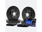 Max TA000383 [ELITE SERIES] Front Rear Performance Slotted Cross Drilled Rotors and Carbon Metallic Pads Combo Brake Kit