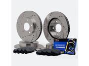 Max TA043533 Front Rear Premium Slotted Drilled Rotors and Carbon Metallic Pads Combo Brake Kit