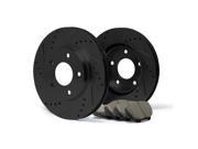 Max KT072082 [ELITE SERIES] Rear Performance Slotted Cross Drilled Rotors and Ceramic Pads Combo Brake Kit