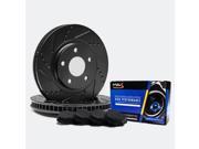 Max TA016682 [ELITE SERIES] Rear Performance Slotted Cross Drilled Rotors and Carbon Metallic Pads Combo Brake Kit