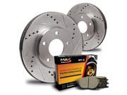 Max KT114131 Front Premium Slotted Cross Drilled Rotors and Ceramic Pads Combo Brake Kit