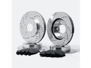 Max TA049213 Front Rear Silver Slotted Drilled Rotors and Carbon Metallic Pads Brake Kit NOT Fit 03 07 C230 w Sport Pkg.