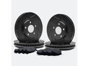 Max TA078283 [ELITE SERIES] Front Rear Performance Slotted Cross Drilled Rotors and Carbon Metallic Pads Combo Brake Kit