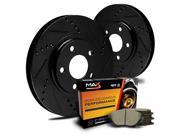 Max KT070482 [ELITE SERIES] Rear Performance Slotted Cross Drilled Rotors and Ceramic Pads Combo Brake Kit