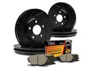Max KT102183 [ELITE SERIES] Front Rear Performance Slotted Cross Drilled Rotors and Ceramic Pads Combo Brake Kit