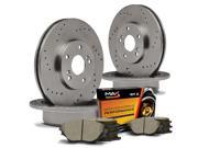 Max KT000323 Front + Rear Cross-Drilled Rotors and Ceramic Pads Combo Brake Kit Max KT000323 Front + Rear Cross-Drilled Rotors and Ceramic Pads Combo Brake Kit
