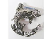 Pewter ~ Premium Rainbow Trout Leaping Right In Water ~ Lapel Pin Brooch ~ F004PRW
