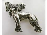 Pewter ~ Full Body Chinese Crested ~ Lapel Pin Brooch ~ D352F