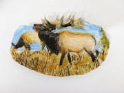 Painted ~ Premium Elk With Mountains ~ Lapel Pin Brooch ~ MP003APR
