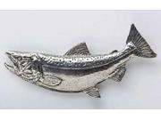Pewter ~ Chinook Salmon Curved ~ Lapel Pin Brooch ~ F042