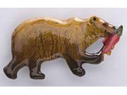 Painted ~ Grizzly With Salmon ~ Lapel Pin Brooch ~ MP036