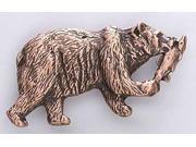 Copper ~ Grizzly With Salmon ~ Lapel Pin Brooch ~ MC036