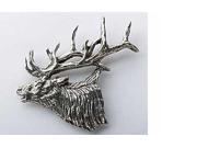 Pewter ~ Elk Head Bugling Large ~ Lapel Pin Brooch ~ M001