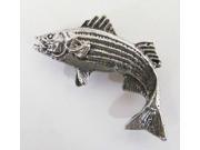 Pewter ~ Striped Bass Jumping ~ Lapel Pin Brooch ~ S049