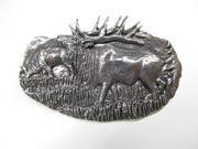 Pewter ~ Premium Elk With Mountains ~ Lapel Pin Brooch ~ M003APR