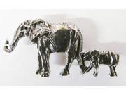 Pewter ~ Elephant With Baby ~ Lapel Pin Brooch ~ M091B