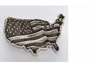 Pewter ~ Usa Continent With Flag Large ~ Lapel Pin Brooch ~ A171