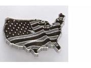 Pewter ~ Usa Continent With Flag Small ~ Lapel Pin Brooch ~ A172