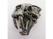 Pewter ~ Premium Saber Tooth Cat Skull ~ Lapel Pin Brooch ~ A202PR
