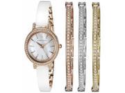 Anne Klein Women s AK 2180WTST Swarovski Crystal Accented Rose Gold Tone and White Ceramic Bangle Watch and Bracelet Set
