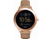 Fossil Q Women's Gen 3 Venture Stainless Steel and Leather Smartwatch, Color: Rose Gold-Tone, Tan (Model: FTW6005)