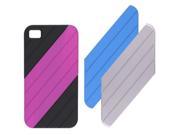 Ventev VersaDUO Snap On Case for Apple iPhone 4 4s Black Shell with Blue Pink and Silver Inlay Pieces