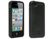 Ballistic TPU Shell Case with Leather Inlay for Apple iPhone 4 4S Black