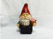 Gnome Sitting with Shovel And Glowing Flower Solar LED