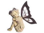 Fairy Sitting Statue Metal Wing