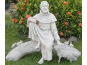 Christian Figurine St Francis Sits On Log with Animals