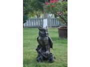 Owl Perched On Tree Trunk Statue Wood Finish Looking Left