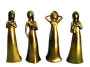 Brass Finish Girls Figurines 4 Piece Set