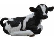 Cow Laying Down Black White Statue