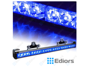 Ediors 27Inch High Intensity 24 Blue LED 13 Flash Modes Traffic Advisor Emergency Warning Vehicle Strobe Light Bar Kit With Exclusive Large Secure Suction Cups